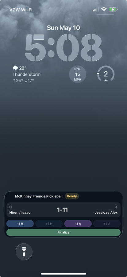 Serve Sports final score Live Activity